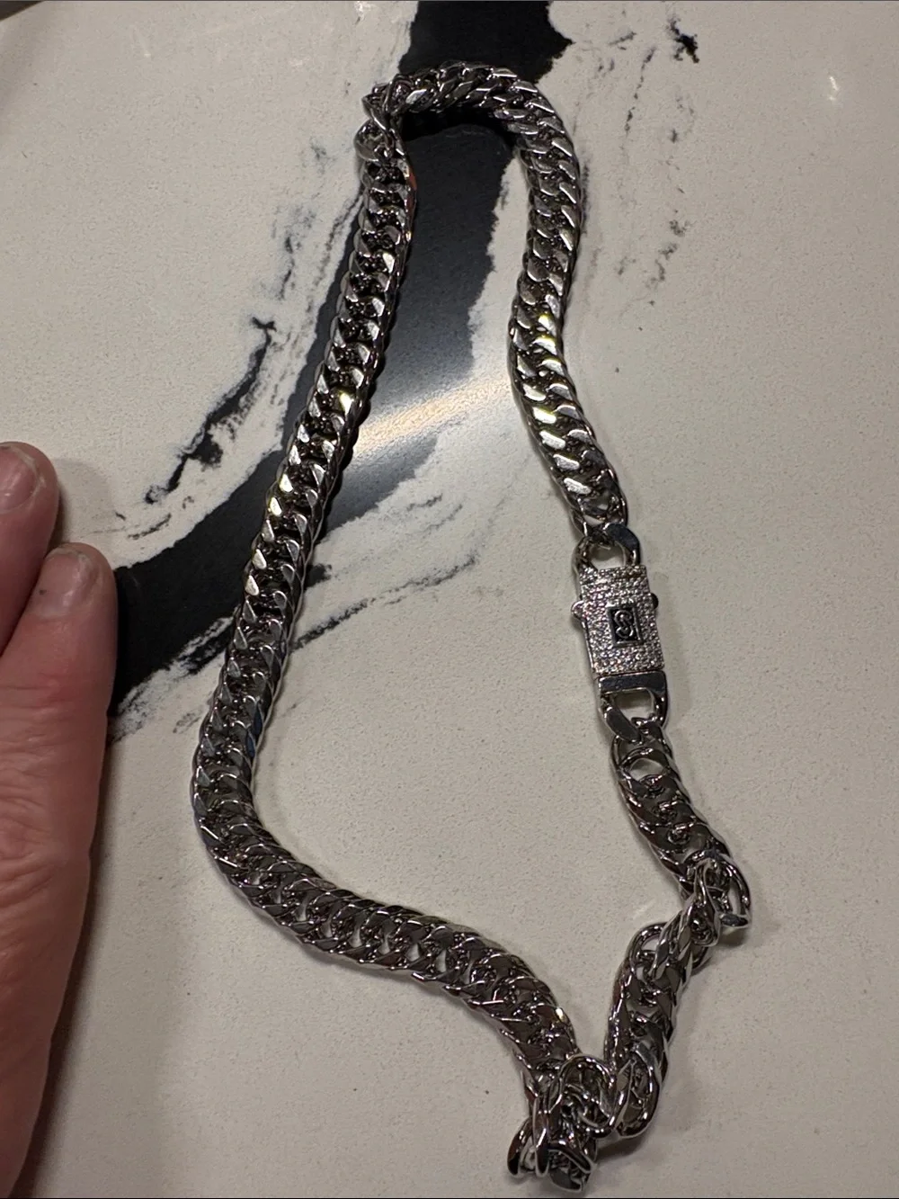 Men's Polished Silver Curb Chain Necklace - Classic Stainless Finish